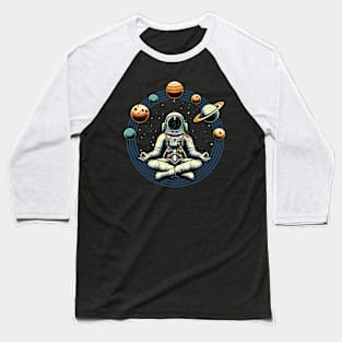 Meditating Astronaut Planets Baseball T-Shirt